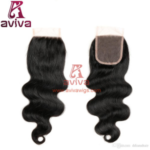 Brazilian Body Wave Free Part Lace Closure Natural Color 4X4 Medium Brown 100% Remy Hair Closure 10"